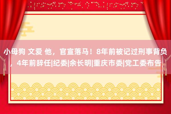 小母狗 文爱 他，官宣落马！8年前被记过刑事背负，4年前辞任|纪委|余长明|重庆市委|党工委布告