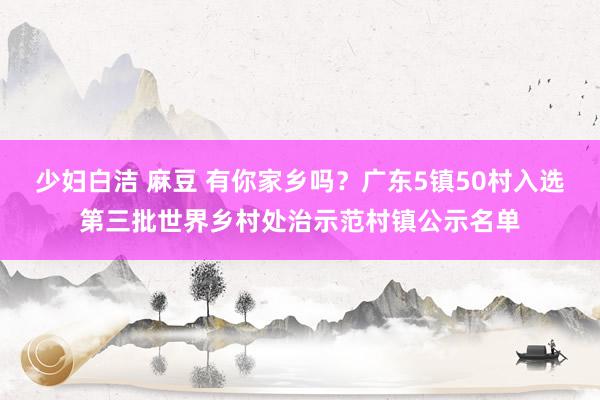 少妇白洁 麻豆 有你家乡吗？广东5镇50村入选第三批世界乡村处治示范村镇公示名单