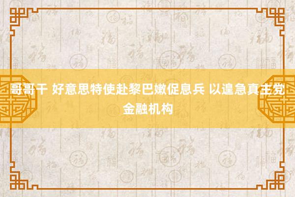 哥哥干 好意思特使赴黎巴嫩促息兵 以遑急真主党金融机构