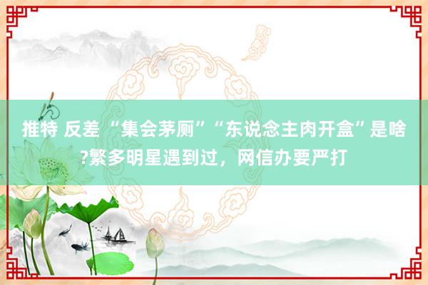 推特 反差 “集会茅厕”“东说念主肉开盒”是啥?繁多明星遇到过，网信办要严打